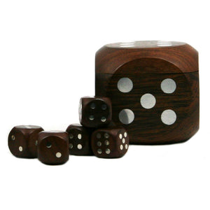 Dice Box With 5 Dices, Silver – GR031 (4613135663203)