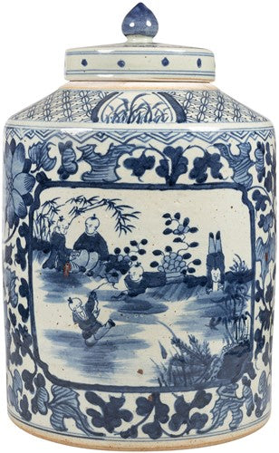 Vase with Lid Blue and White